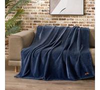 Lucky Brand Solid Plush 50"X70" Throw Blanket, Vintage Blue Indigo - Soft, Cozy, and Timeless Comfort