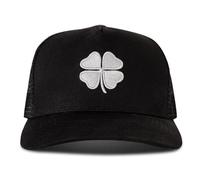 Lucky Brand Standard Trucker Mesh-Back Cap with Adjustable Snapback for Men and Women (One Size Fits Most), 3D Embroidered Clover-Black