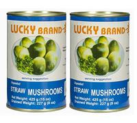 Lucky Brand Straw Mushrooms 425g (Pack of 2) Unpeeled