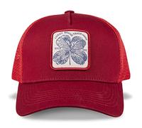 Lucky Brand Unisex's Clover Patch Trucker Hat-Cotton Twill, Embroidered Logo, Adjustable Snapback with Cooling Poly Mesh-Red Baseball Cap, One Size