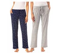 Lucky Brand Women's 2 Pack Straight Leg Lounge Pant with Drawstrings and Pockets (Stars/Light Heather Grey, Medium)