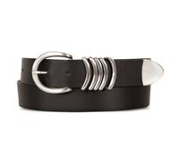 Lucky Brand Women's Fashion Leather Belt | Stylish | Trend | Classic | Modern | Jean | Pant | Skirt | Dress, Silver Keeper - Black, Medium