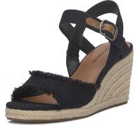 Lucky Brand Women's Mindra Espadrille Wedge Sandal, Black Denim, 5.5 Wide