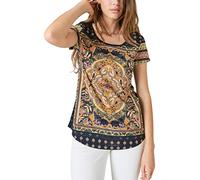 Lucky Brand Women's Persian Carpet Tee T-Shirt, Navy Multi, Medium