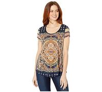 Lucky Brand Women's Persian Carpet Tee T-Shirt, Navy Multi, X-Small