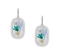 Lucky Brand Women's Pressed Flower Drop Earrings, Silver, Unsized