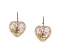 Lucky Brand Women's Pressed Flower Heart Drop Earring, Gold, Unsized