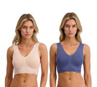 Lucky Brand Women's Seamless Wire-Free Comfort Lounge Bra Multi-Pack, (2-Pack), Smoky Grape, M