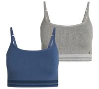 Lucky Brand Women's Seamless Comfort Crop Cami Lounge Bralette 2Pack, Indigo/Grey 2 Pack, L