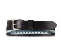 Lucky Brand Women's Stripe Leather Belt, Turquoise Beaded-Black, S (26-27")
