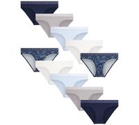 Lucky Brand Women's Underwear - 10 Pack Microfiber Bikini Panties (S-XL), Blue Iris Paisley/Halogen/Blue Iris/Gardenia/Silver Sconce, M