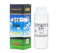 Lucky Bridge 500ml white DTF ink premium pigment ink for PET Film heat transfer printing refill ink for all Epson DTF printer with printhead DX5 DX7 5113 XP600 I3200 etc.- (500ml) -FR