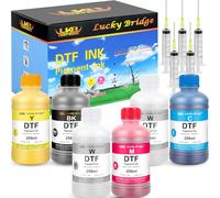 Lucky Bridge DTF Ink 6x250ml Premium Pigment Ink for PET Film Heat Transfer Printing Refill ink for all Epson DTF Printer with printhead DX5 DX7 5113 XP600 I3200 etc.- (1500ml) UK