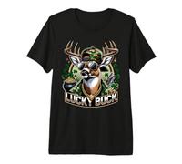 Lucky Buck Patricks Day Deer Hunting Deer Hunter Dad Mens Premium T-Shirt