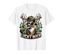 Lucky Buck Patricks Day Deer Hunting Deer Hunter Dad Mens T-Shirt