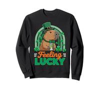 Lucky Capybara St Patricks Day Funny iced Matcha Latte Sweatshirt