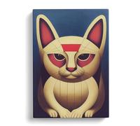 Lucky Cat Abstract Gold, Purple, Blue Canvas Print for Living Room Bedroom Home Office Décor, Wall Art Picture Ready to Hang, 30x20 Inch (76x50 cm)
