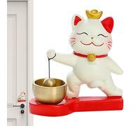 Lucky Cat Bell - Decorative Door Bell, Creative Adhesive Bell, Manual Bell for Port Opening | Fortunato Cat Design Dimensional, Cute Bell for Merchant