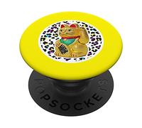 Lucky Cat charm Magic black maneki neko Money luck fortune PopSockets Swappable PopGrip