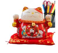 Lucky Cat Figure | Cute Lucky Cat Figures | 4.5in Cute Wealth Cat Figurine, Collectible Figurine, Creative Ceramics Home Decorations, Fortune Decor Ornaments