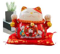 Lucky Cat Figure | Maneki Neko Feng Shui Fortune Lucky Cat,4.5in Creative Ceramics Home Decorations, Fortune Cat, Decor Ornaments, Animal Characters Figures, Wealth Cat Figurine For Landscape Scenes