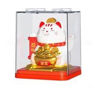 Lucky Cat Figurine with Automatic Movement, for Bringing Joy to Your Desk (A)