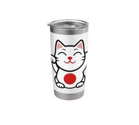 Lucky Cat Maneki Neko Fortune Symbol Emblem Icon Stainless Steel Insulated Tumbler