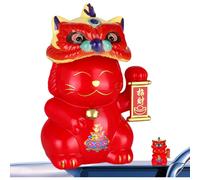 Lucky Cat Ornament, Chinese Lucky Cat Decoration | Good Luck Fortune Cat Car Dashboard Decor | Welcoming Lucky Cat Solar Powered Nodding Cat for Home