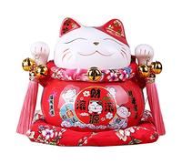 Lucky Cat Piggy Bank 6 inch Cute Maneki Neko Japanese Lucky Cat with Two Bells Piggy Bank/Gift/DeskToys Decoration