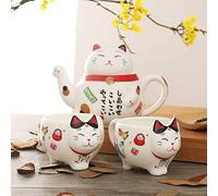 Lucky cat Porcelain Tea Set Creative Ceramic Tea Cup jug with Filter Beautiful cat teapot Cup