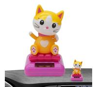 Lucky Cat - Solar Powered Fortune Figure For Dashboard Display | Bobblehead Waving Cat Ornament, Japanese Maneki Neko For Good, Symbol For Home Office Or
