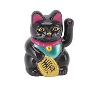 Lucky Cat, Solar Powered Maneki Neko Beckoning Lucky Cat Fengshui Cat Waving Cat Japanese Fortune Cat for Home Car Decor (#1 Black)