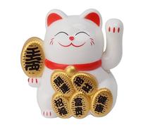 Lucky Cat, Solar Powered Waving Arm Good Luck Fortune Cat, Wealth Welcoming Cute Waving Cat Feng Shui Decor for Home, Car Dashboard Decoration, Store, Office Display (2 Inch) (White)