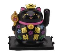 Lucky Cat Waving, Black Lucky Cat Waving Moving Arm Solar Power Chinese Lucky Cat Maneki Neko Waving Cat Japanese Fortune Cat Fortune Wealth Welcoming Cat for Home Car Decor