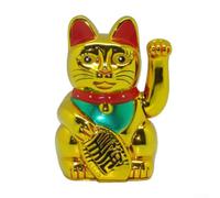 Lucky Cat, Waving Electric 6 Inch Japanese Style Maneki Neko for Cashier Desk Shop Opening Gifts Fortune Decoration(Gold)