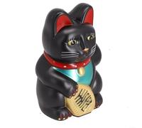 Lucky Cat, Waving Electric 6 Inch Japanese Style Maneki Neko for Cashier Desk Shop Opening Gifts Fortune Decoration(Black)