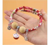 Lucky Cedar-Bead Pet Collar-Personalized Celery Pets Dog Cat Suit Collar with Fortune Pendant,All-Day Wear Animals Adjustable Necklace Aesthetic for Photography Training Travel WalkingYard (Red, L)