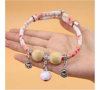 Lucky Cedar-Bead Pet Collar-Personalized Celery Pets Dog Cat Suit Collar with Fortune Pendant,All-Day Wear Animals Adjustable Necklace Aesthetic for Photography Training Travel WalkingYard (Pink, L)