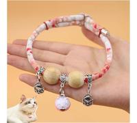 Lucky Cedar-Bead Pet Collar,Personalized Pets Dog Cat Suit Collar with Fortune Pendant,Celerypets Cat Collars,Cat Bells,Comfortable Adjustable,Suitable for All Types of Cats and Dogs (Cat Pink, S)