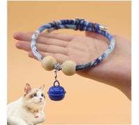 Lucky Cedar-Bead Pet Collar,Personalized Pets Dog Cat Suit Collar with Fortune Pendant,Celerypets Cat Collars,Cat Bells,Comfortable Adjustable,Suitable for All Types of Cats and Dogs (Bell Blue, S)