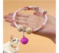 Lucky Cedar-Bead Pet Collar,Personalized Pets Dog Cat Suit Collar with Fortune Pendant,Celerypets Cat Collars,Cat Bells,Comfortable Adjustable,Suitable for All Types of Cats and Dogs (Bell Pink, XL)