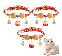 Lucky Cedar-Bead Pet Collar, Pets Cat Collars Personalized Dog Suit Collar with Fortune Pendant, Comfortable Adjustable,Suitable for All Types of Pets (C)