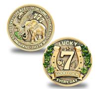 Lucky Charm Coin, Luck Amulet Token, Four Leaf Clover and Elephant Design, Prosperity Success Fortune Protection, Pocket Carry for Travel, Lottery, Gambling, Home, Office, Wallet
