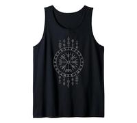 Lucky Charm Viking Compass Celtic Vegvisir Rune Symbols Tank Top, Men, Black, Large