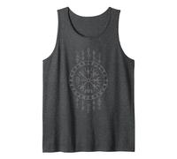 Lucky Charm Viking Compass Celtic Vegvisir Rune Symbols Tank Top, Men, Dark Heather Grey, Medium