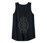 Lucky Charm Viking Compass Celtic Vegvisir Rune Symbols Tank Top, Women, Black, Medium