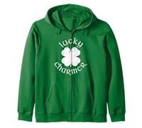 Lucky Charmer Shamrock Funny St. Patrick's Day Boys Girls Zip Hoodie