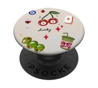 Lucky Cherry Ball 8 Evil Eye Olive Martini Summer Collage PopSockets Adhesive PopGrip