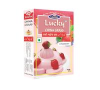 Lucky China Grass Raspberry Flavor | Quick & Easy pudding |Rich & Creamy | Delicious Vegetarian Dessert for All Ages | sweet pudding | Perfect for Parties & Family Desserts |100g.x3 [Pack of 3] |