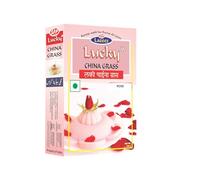 Lucky China Grass (Rose Flavour) | Quick & Easy |Rich & Creamy | Delicious Vegetarian Dessert |sweet pudding| Perfect for Parties & Family Desserts|100g.x3 [Pack of 3] | 300g